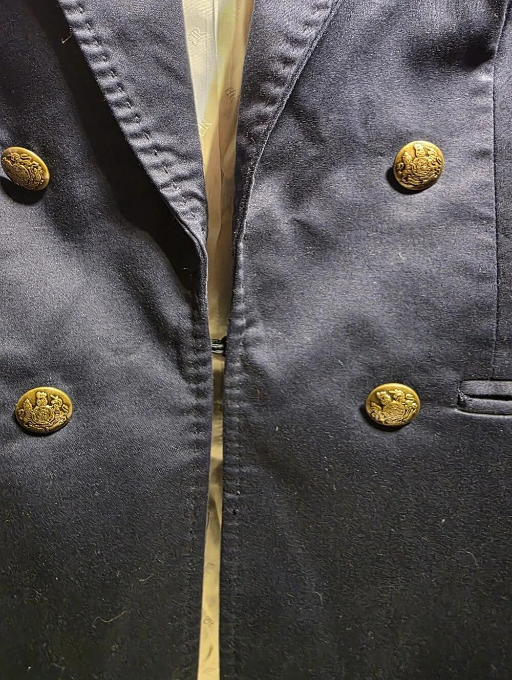 Banana Republic Navy Double-Breasted Blazer with Gold Buttons